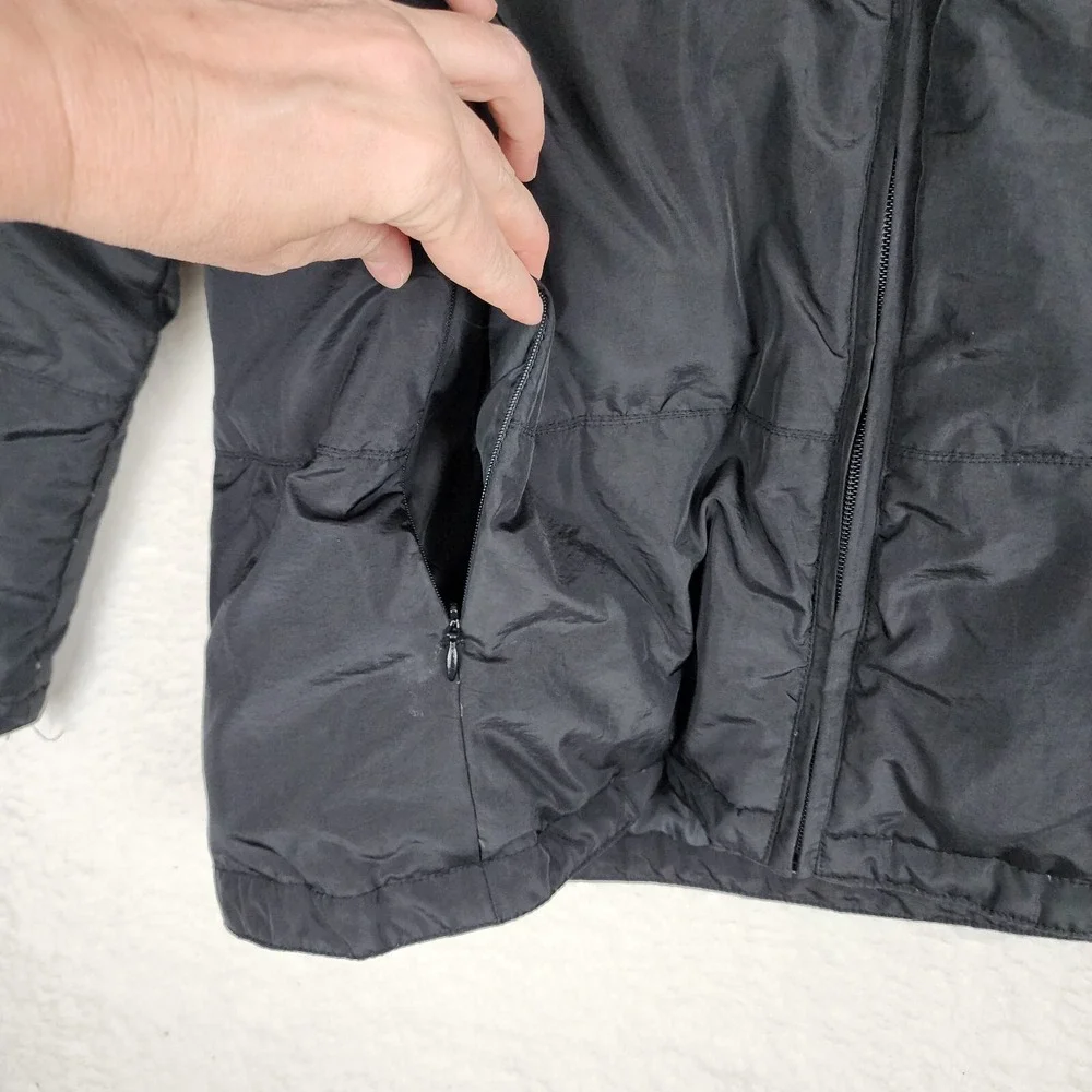 Liz Claiborne Womens Small Removable Hood Down Feather Puffer‎ Jacket Black